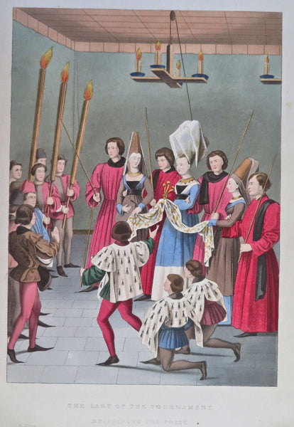 Medieval European Nobles & Royals Tournament Fashion c. 1843 Lot x 4 prints