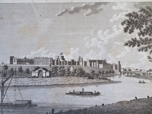Windsor Castle British Royal Palace Landscape View c. 1785 engraved print