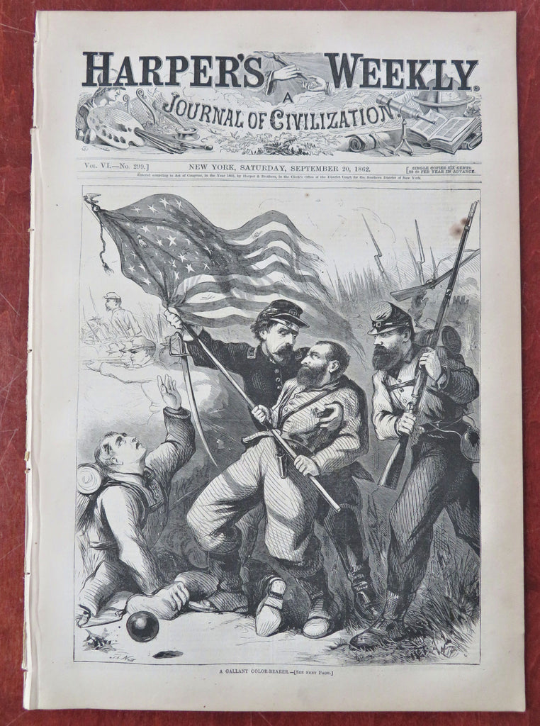 2nd Bull Run Color Bearer 1862 Buell Harper's Civil War Nast cover Kentucky map