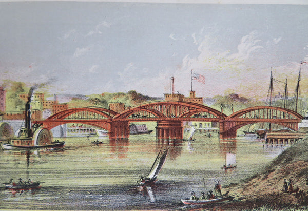 New Harlem Bridge Manhattan New York City 1868 Valentine color lithographed view