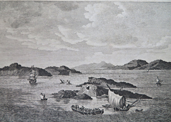 Santorini Greek Island Aegean Sea Greece Fishing Boats Ships c. 1780's print