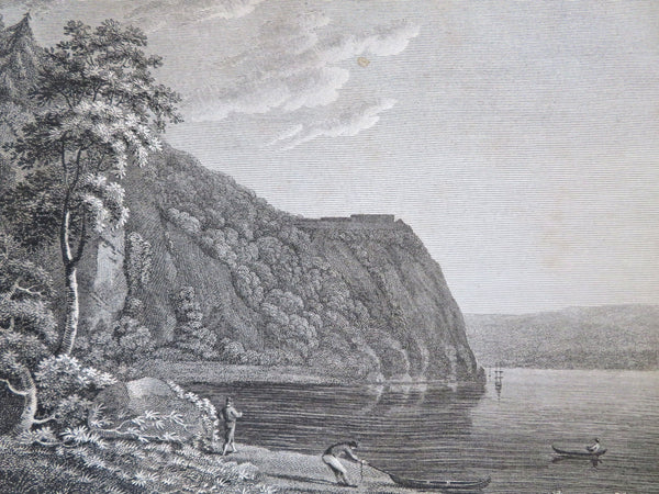 Cape Diamond Quebec Canada 1798 engraved landscape view boaters cliffs