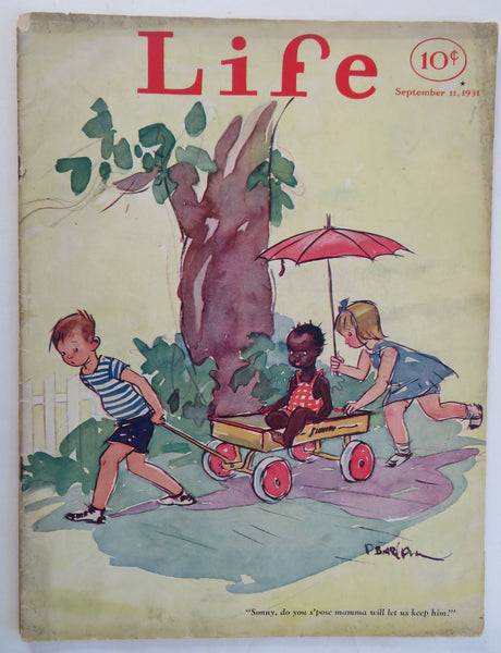 rare 1931 Life Magazine Sept. 11th complete Issue Young Children Wagon racial