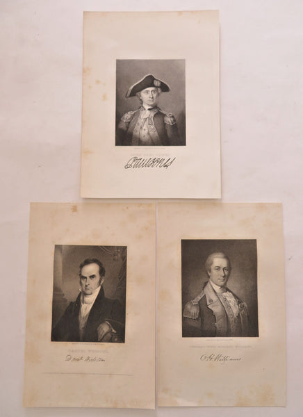 Longacre x 3 prints 1834 Famous Americans J.P. Jones Daniel Webster & Williams