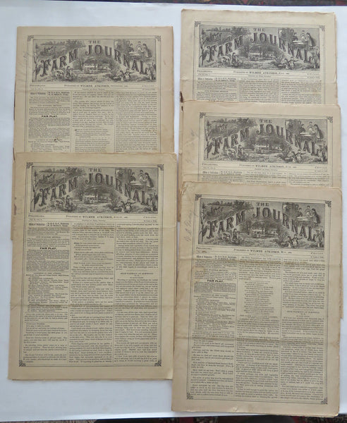 The Farm Journal American Agricultural Newspapers 1886 Lot x 5 Spring & Summer