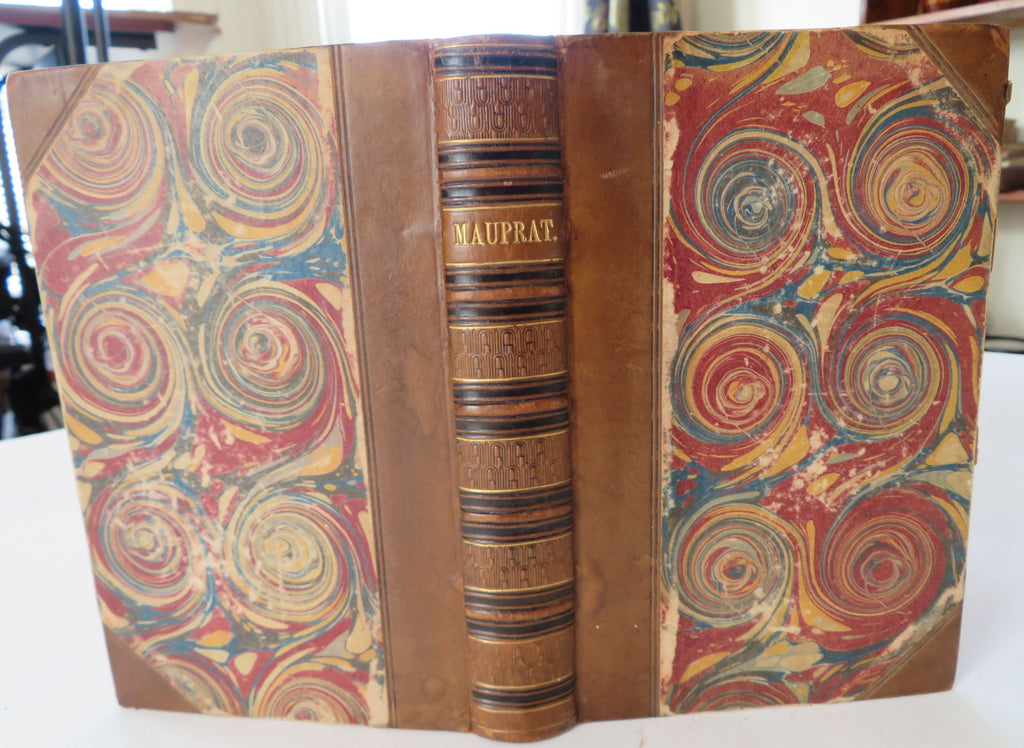 Mauprat by George Sand French Literature 1856 lovely patterned leather book
