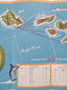 Hawaiian Airlines cartoon Route Map 1950's pictorial travel Tourist promotional