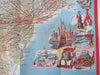 American Airlines Cartoon Pictorial System Map c. 1956 tourist travel brochure