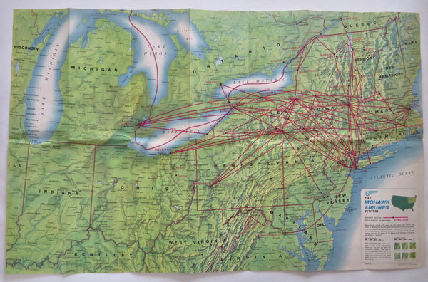 Mohawk Airlines System Route Tourist Info 1968 aviation promo brochure