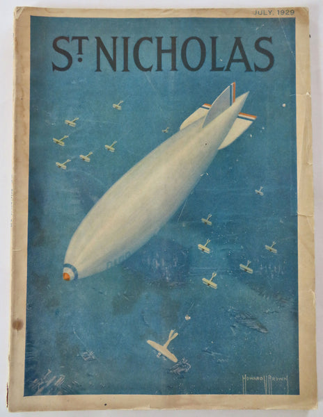 Zeppelin Dirigible Biplane Escort July 1929 St. Nicholas magazine