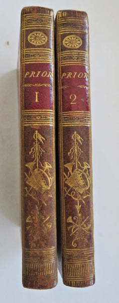 Matthew Prior Collected Poetry 1777 beautiful gilt leather bindings 2 vols.