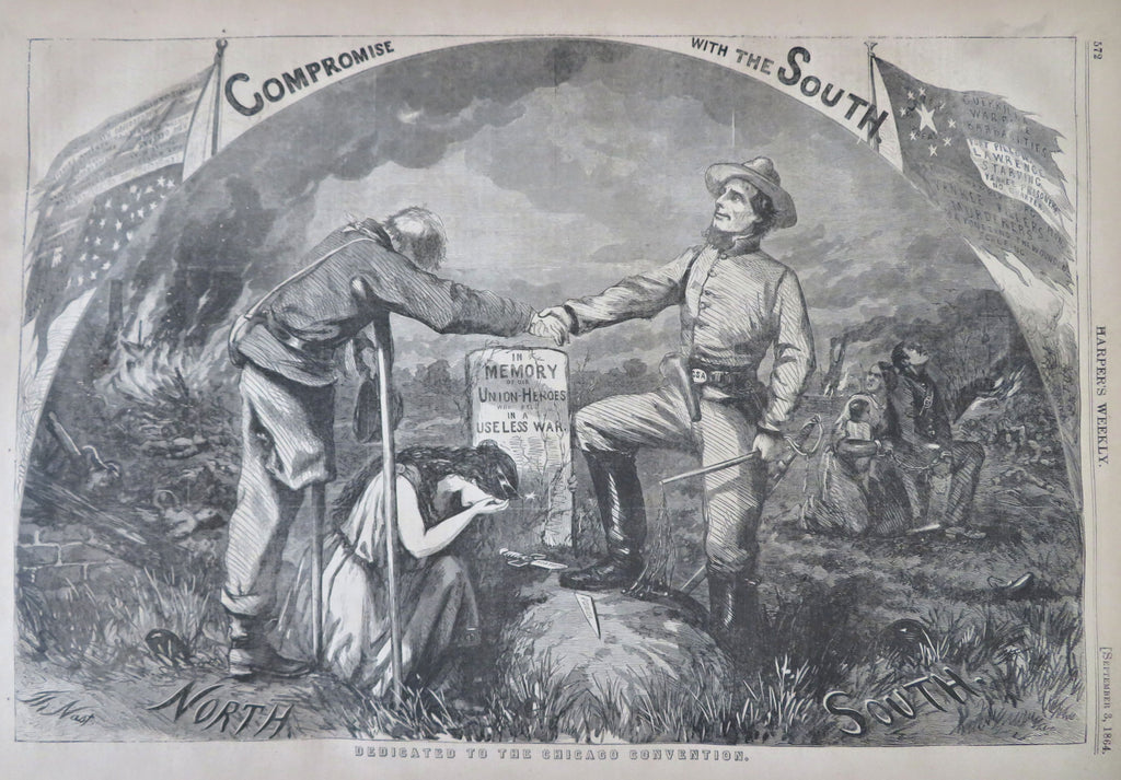 Compromise w/ South Sherman Farragut fleet Nast 1864 Harper's Civil War nwsppr.