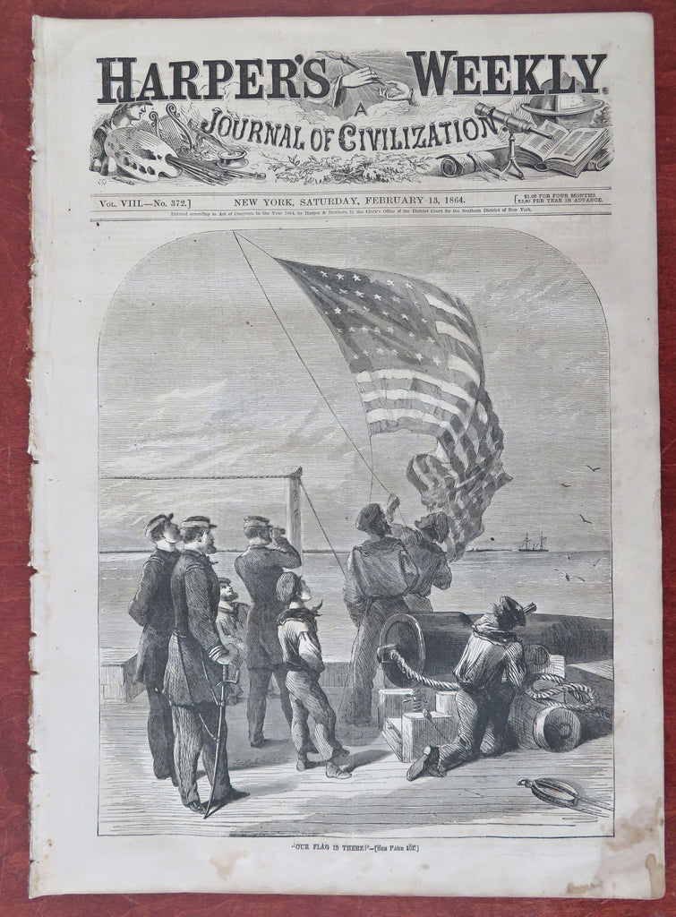 U.S.S. Richmond Mobile AL Naval Warfare 1864 Harper's Civil War newspaper