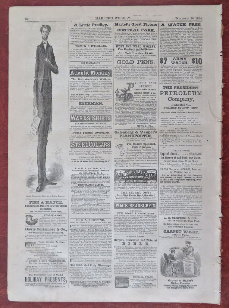 Lincoln Wins Election Long Abe 1864 Harper's Civil War newspaper map GA NC SC TN