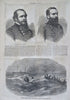 William T. Sherman Equestrian print Navy ships 1864 Harper's Civil War newspaper