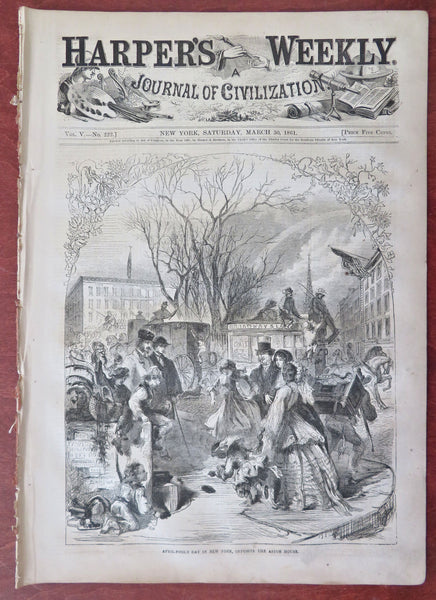 New York April Fool's Day Vassar 1861 Harper's Civil War newspaper map