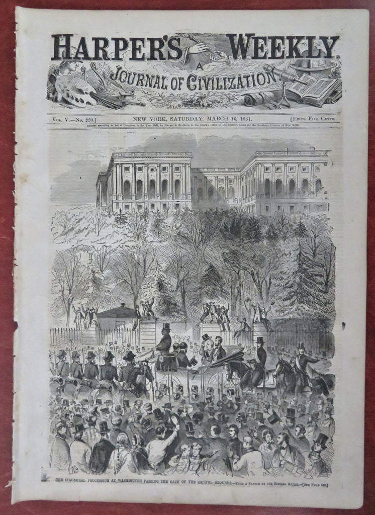 Lincoln Inauguration Winslow Homer Harper's Civil War 1861 complete newspaper