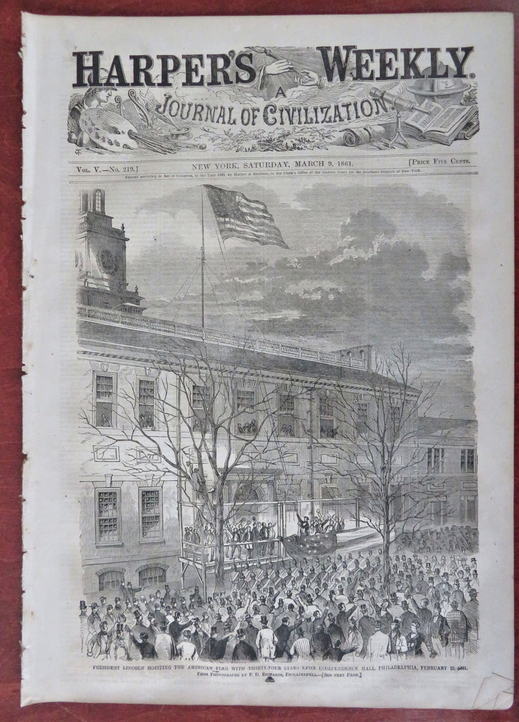 Abe Lincoln Philadelphia new Capitol Dome 1861 Harper's Civil War Jeff Davis