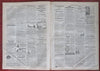 George Armstrong Custer Lunar Print US war map 1864 Harper's Civil War newspaper