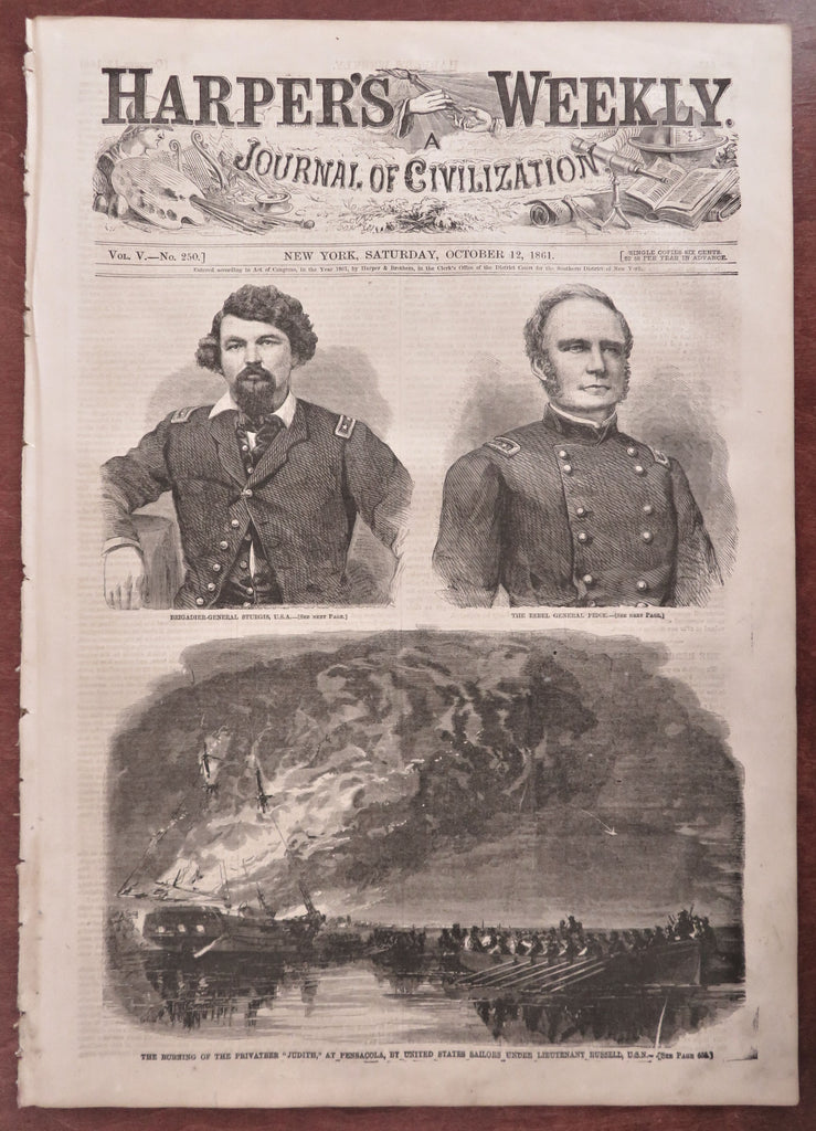 Union Generals Scott McClellan Meade Harper's Civil War 1861 complete newspaper