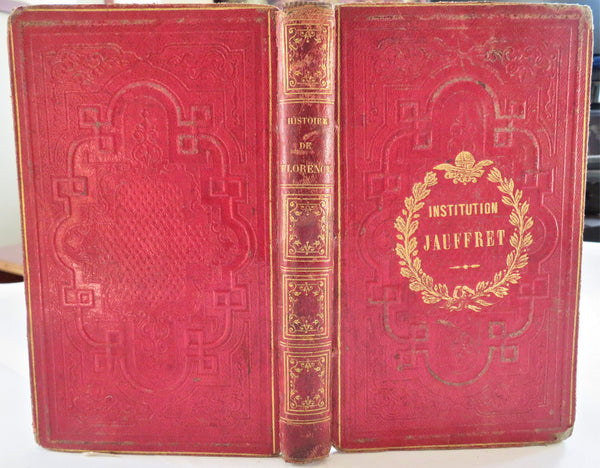 Florence Italy Civic History Wars Rulers 1855 pictorial prize leather book