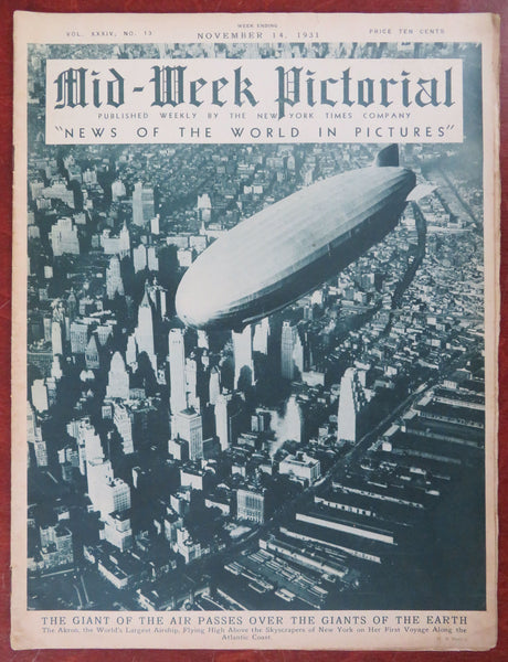 Akron dirigible World's Largest Zeppelin New York 1931 NY Times Weekly news Mag.