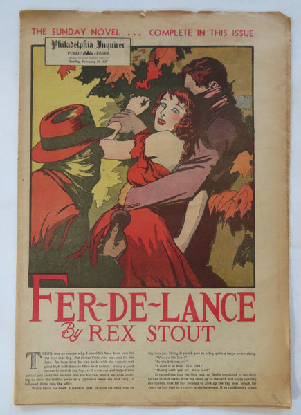 Rex Stout Nero Wolfe Fer de Lance 1937 Philadelphia Inquirer Newspaper Novel