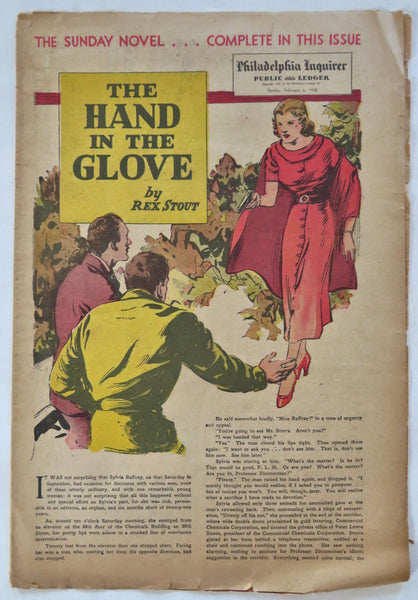Hand in the Glove Rex Stout Wolfe 1938 Philadelphia Inquirer Newspaper Novel