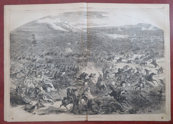 Thomas Nast Cavalry Charge Battle Scene 1863 Harper's Civil War newspaper