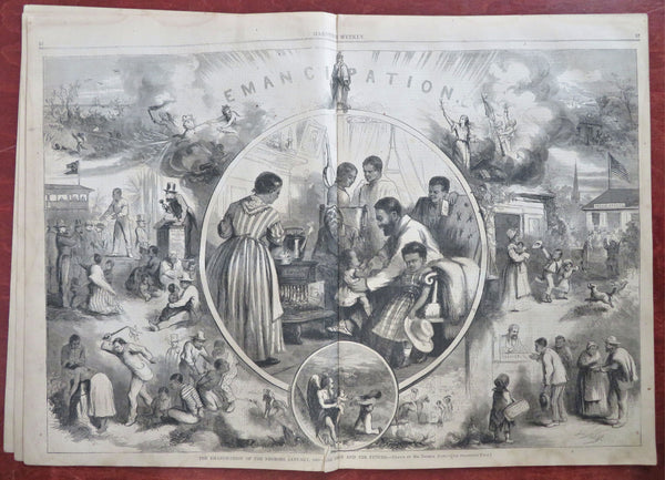 Emancipation Thomas Nast Print Winslow Homer 1863 Harper's Civil War newspaper