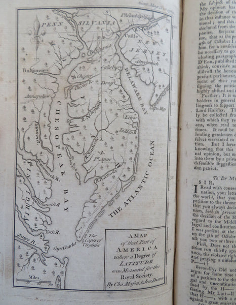 Maryland & Delaware Mason/ Dixon Map Ibix Bird Print 1769 London mag. full issue