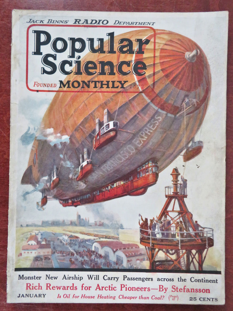 Dirigible Passenger Ship Arctic Pioneers Oil vs. Coal 1923 rare Science magazine