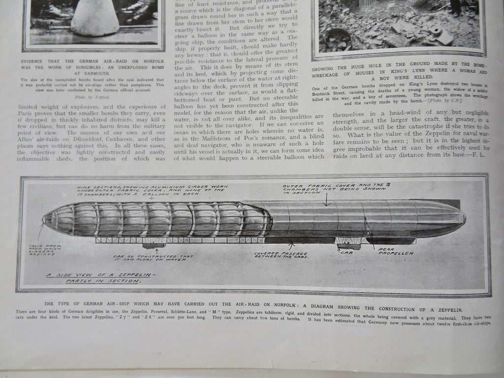 WWI Zeppelin Air Raid Britain 1915 London Illustrated newspaper rare issue