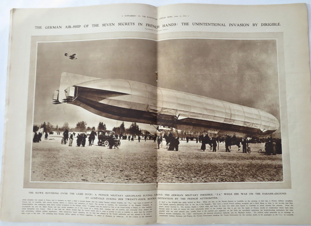 Z4 German Zeppelin Captured by France 1913 rare UK Illustrated magazine complete