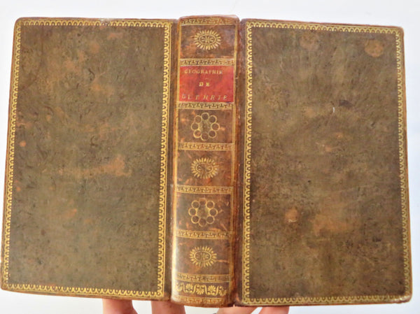 Guthrie's Geography 1802 lovely leather book w/ 7 large folding world maps