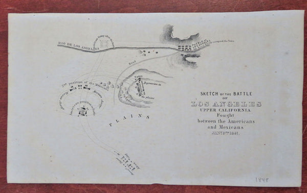 Battle of Los Angeles CA 1848 Mexican-American War California battle map plan
