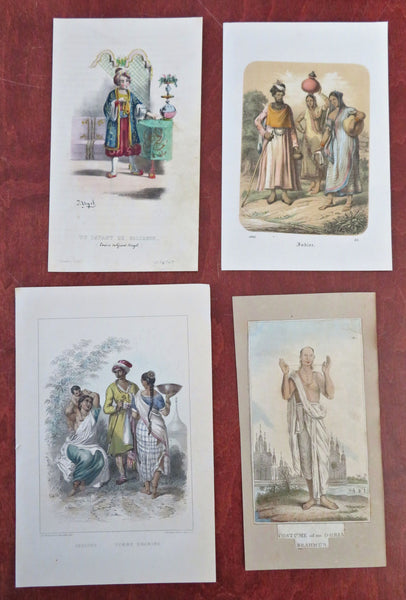 India Mughal Empire Ethnic Views Costume Prints Noble Fashion 1800's lot x 4