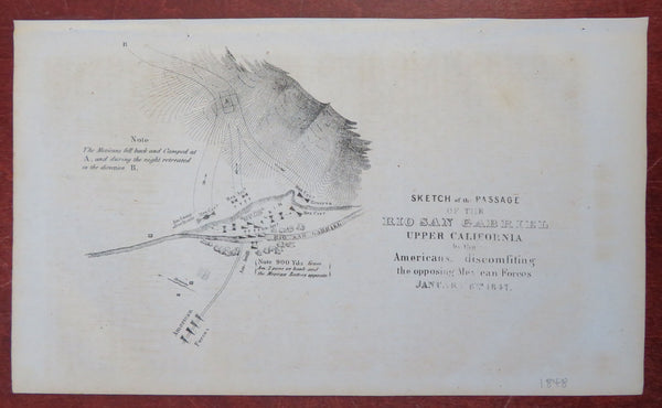 Rio San Gabriel Battle Mexican-American War California 1848 battle plan map