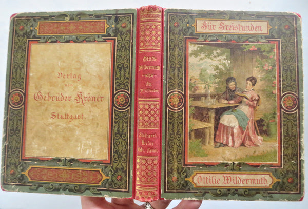 Free Hours German Children's Educational Stories c. 1880 color illustrated book