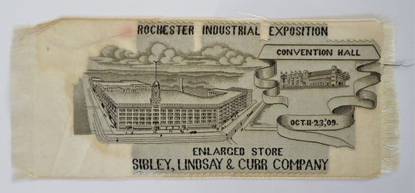 Rochester Industrial Exposition New York Oct 1909 souvenir ribbon Sibley Lindsay