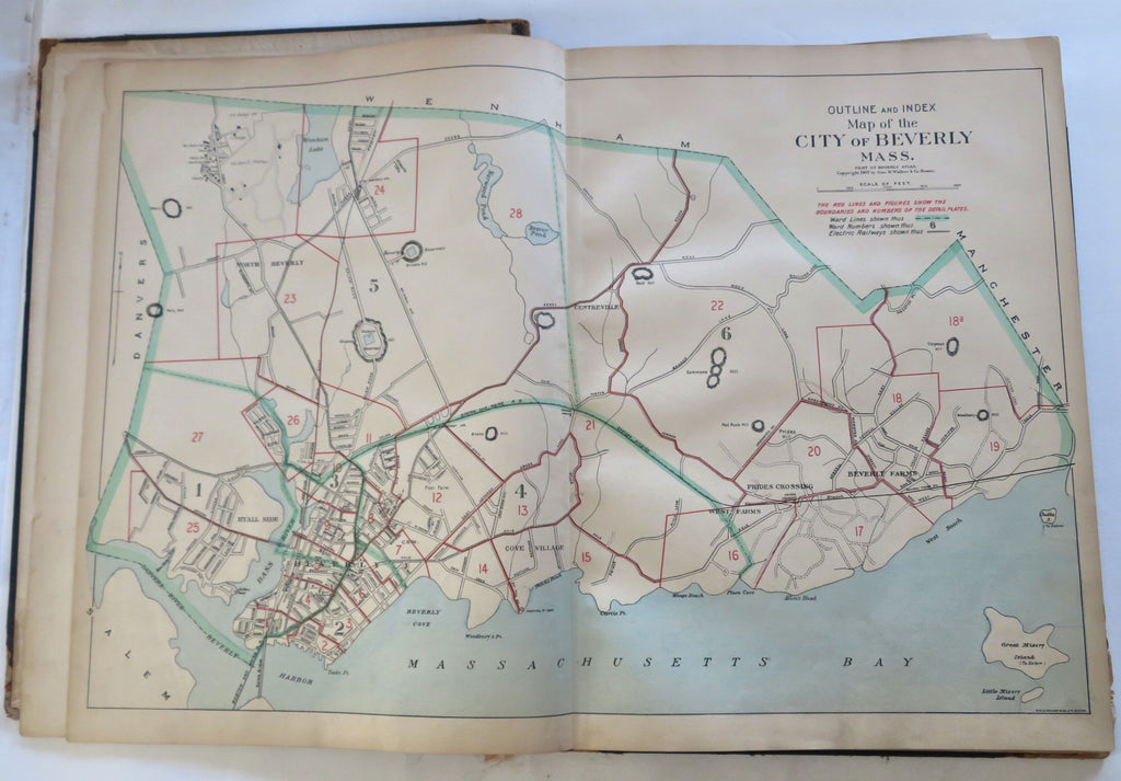 Beverly Massachusetts 1907 Essex County 29 City Plans large rare complete atlas