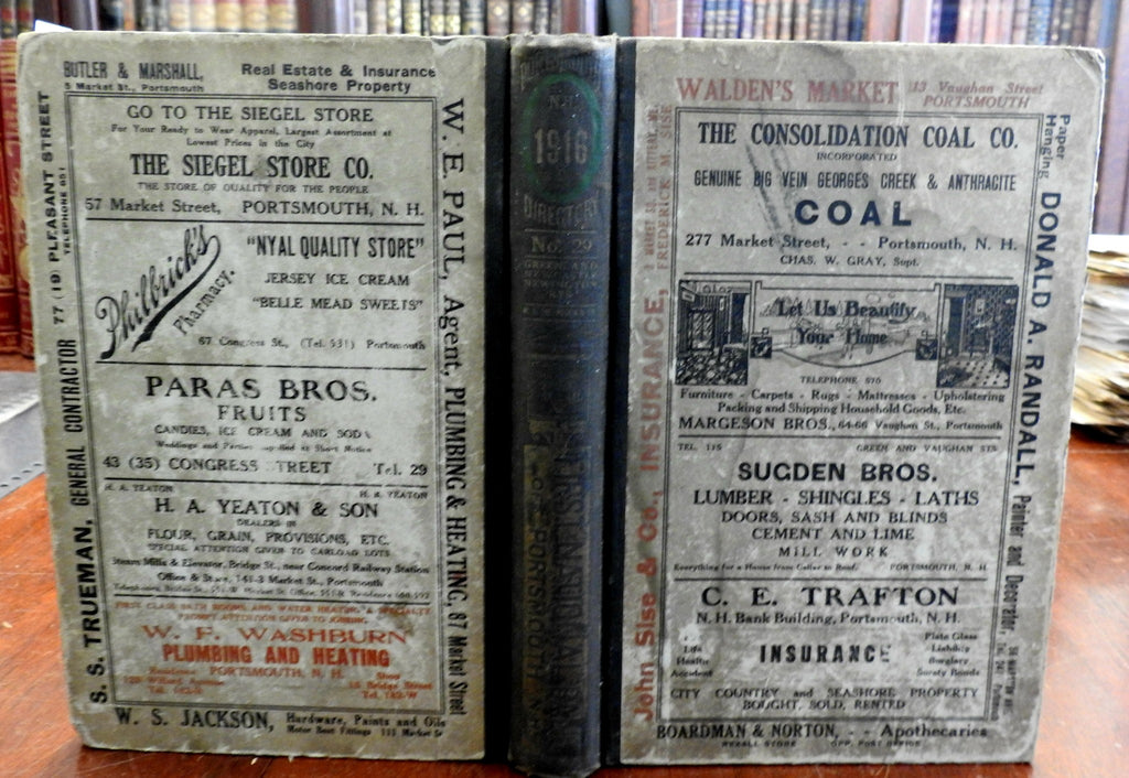 Portsmouth New Hampshire 1916 city Directory Advertising Businesses residents