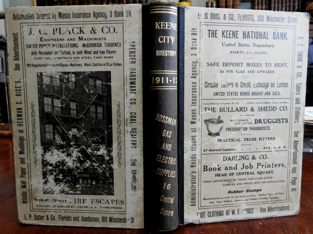 Keene New Hampshire City Directory 1911 businesses advertising local government