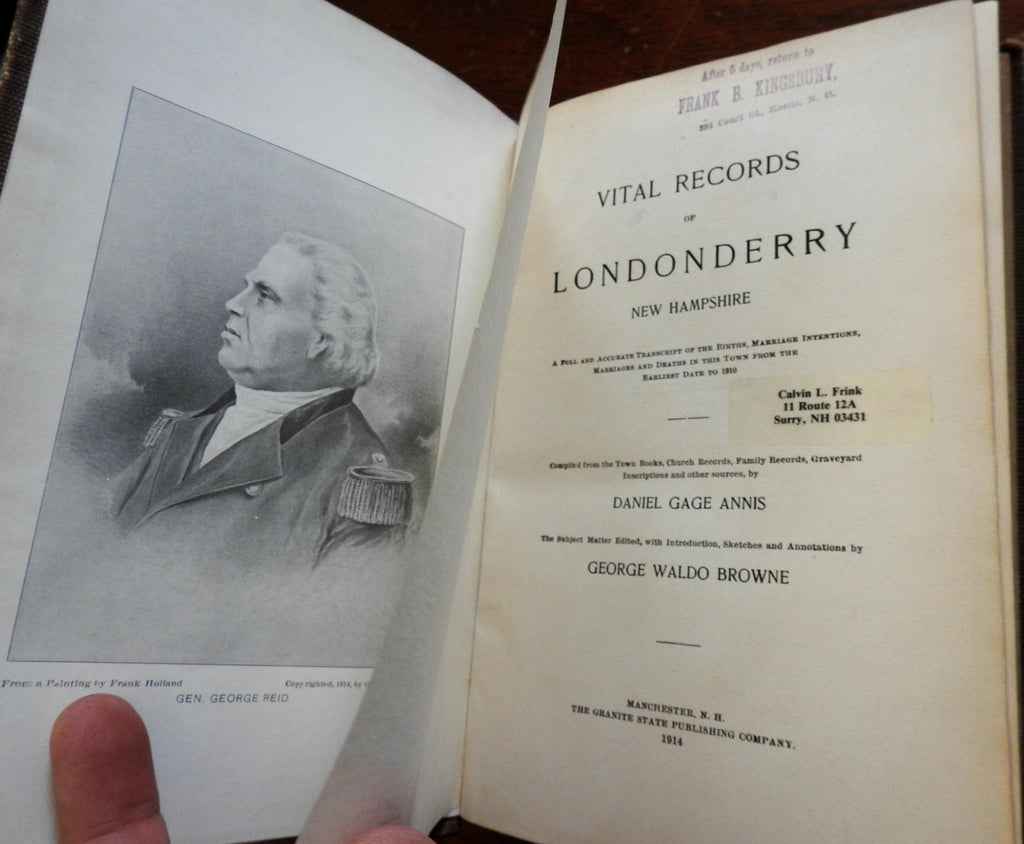 Londonderry New Hampshire Vital Records 1914 local history births deaths