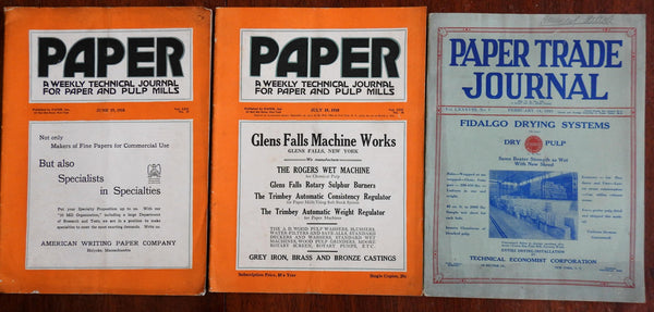 Paper Trade Journals 1918-1929 trade lot x3 magazines paper industry milling