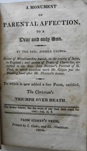 Parental Affection for a Son 1814 early American juvenile poetry Christianity