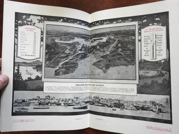 Seattle Washington c. 1925 illustrated promo guide aerial photographs city plan