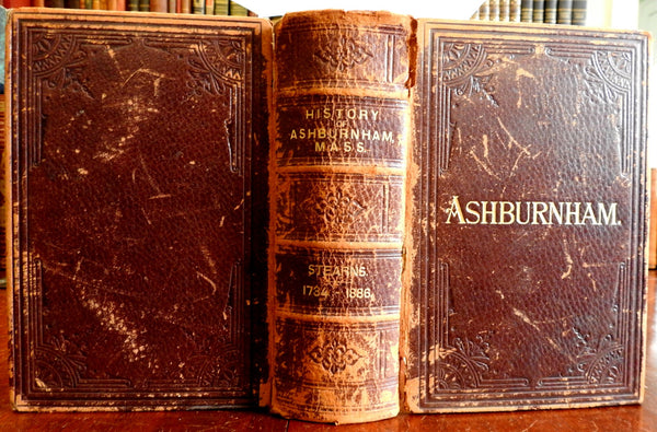 History of Ashburnham Massachusetts Genealogical Register 1887 nice leather book