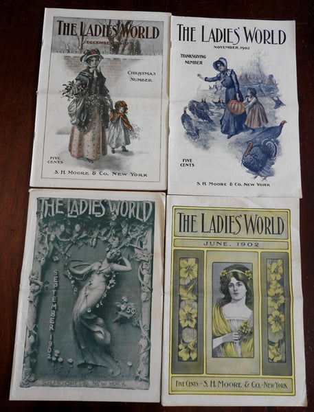 Ladies' World Magazine 1902 Lot x 4 issues great covers period adverts fashion