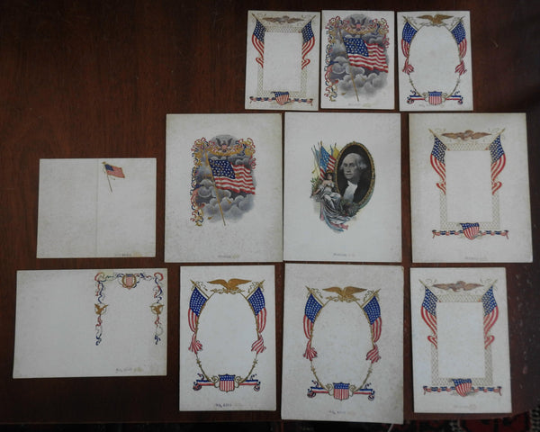 Americana Printer's Sample Lot c 1900-20 Flags Eagles Washington lot of 11 cards